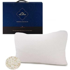 Talatex Talalay 100% Natural Premium Adjustable Latex Pillow, Shredded Latex Pillow Helps Relieve Pressure, Perfect Package Best Gift with Removable Tencel Cover (SilkStrand, Standard)
