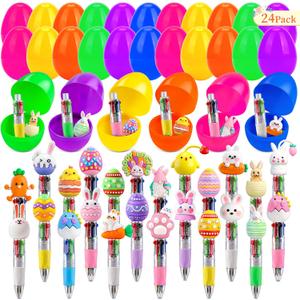 24 Pack Easter Eggs Bulk with Multicolor Pen in One - Easter Egg Fillers & Easter Party Favors for Kids, Non-Candy Basket Stuffers for Egg Hunt Gift
