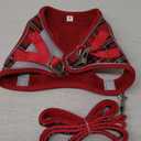 GAMUDA Small Dog Harness Collar and Leash Set, Step in No Chock No Pull Soft Mesh Adjustable Dog Vest Harnesses Plaid Reflective for Dogs Puppy Cats Kitten Rabbit (Red, M)