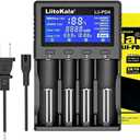 4 Bay 18650 Charger with LCD Digital Display Universal Battery Charger for: 26650 20700 18650 18350 17670 17500 16340(RCR123) 14500 AA AAA SC C Batteries