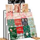 YIYYZI Greeting Card Display Stand, 4Tier Greeting Card Organizer for Cards, Postcard, Photos, Brochure, Sticker, Trading Cards, Metal & Wooden Retail Display Rack for Vendors Counter Retail (Black)
