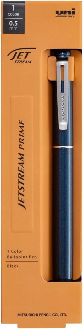 Uni Jetstream Prime Twist-Action Single Ballpoint Pen, 0.5mm Fine Point, Oil-Based Black Ink, Metal Body, Dark Navy (SXK350005D.9)