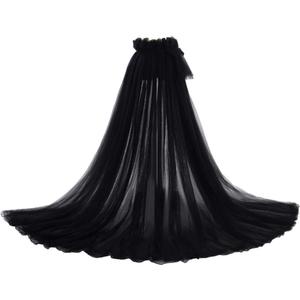 Women 5-Layers Tulle Tutu Long Train Skirts Wedding Party Cocktail Prom Bandage Mesh Maxi Dress (One Size, Black) Women 5-Layers Tulle Tutu Long Train Skirts Wedding Party Cocktail Prom Bandage Mesh Maxi Dress (One Size, Black)