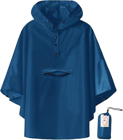 SaphiRose Lightweight Kids Rain Poncho Jacket Waterproof Outwear Rain Coat, Size 7-9Y