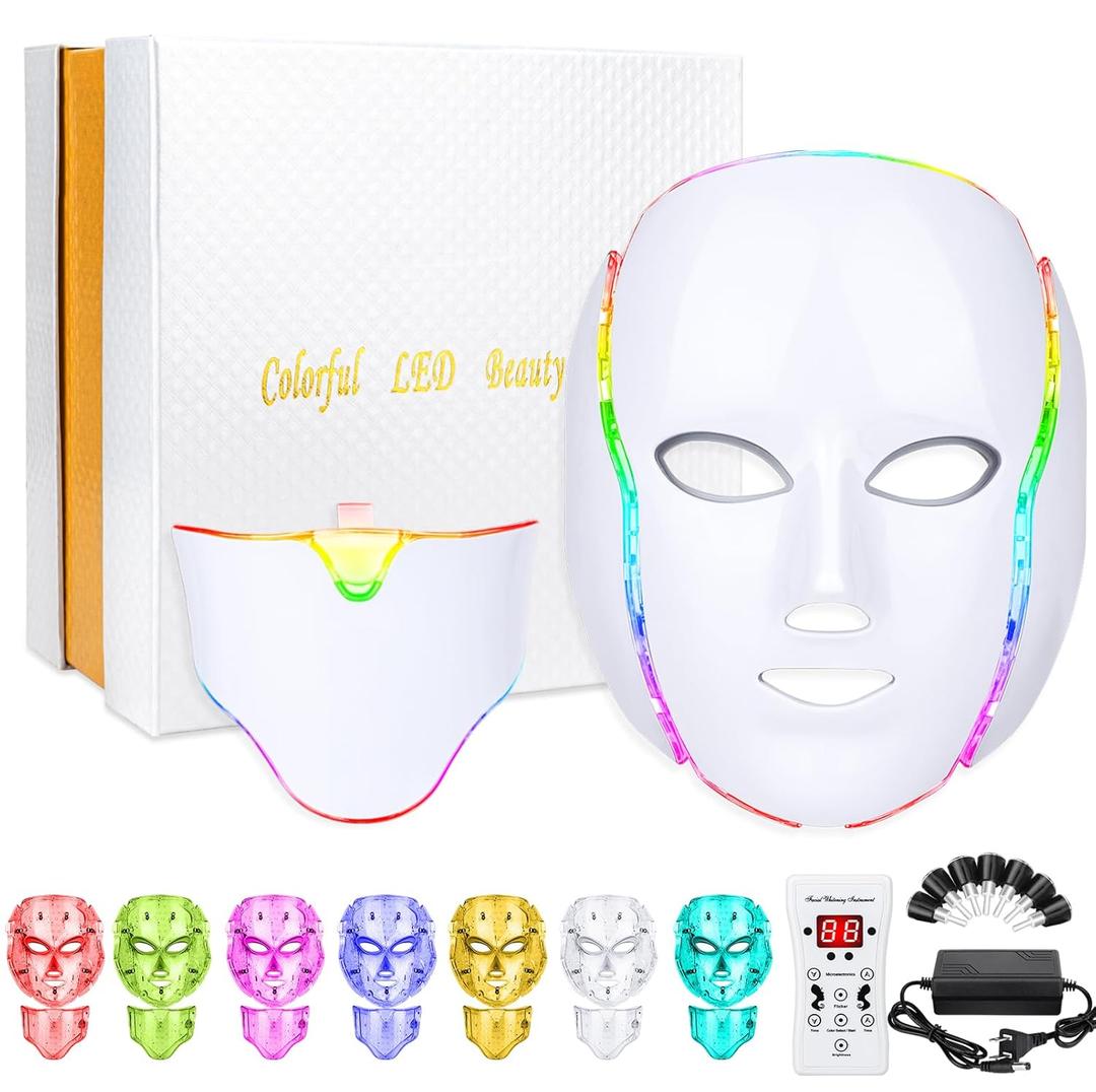 LED Face Msk (model FM-01), 7 Color LED Msk Light Therpy, Skin Care Msk for Face and Neck