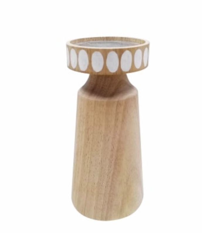 HD Designs 8 in Wood Small Candle Holder, 8 in