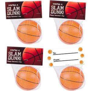 Basketball Sports Stress Ball Valentines - Valentine's Day Cards for Kids' School Classroom - Valentine's Day Gifts for Kids Class Exchange