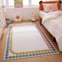 Amazon Basics Kids Printed Area Rug, Soft, Non-Slip, Machine Washable, 4' W 6' L, Colorful Dots