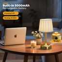 Mini Cordless Table Lamp, Small Table Lamp 5000mAh Rechargeable Table Lamp Battery Operated Touch Lamp Fabric Shade Stepless Dimmable Bedside Lamps for Bedroom, Living Room, Dining Room