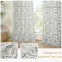 LAMIT Linen Curtains for Living Room 84 inch Length 2 Panels Set, Light Filtering Privacy Grommet Vintage Boho Damask Printed Window Drapes for Bedroom, Greyish Blue, Each 52 x 84 Inch