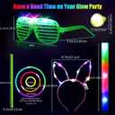 142 PCS Glow in the Dark Party Supplies, 12 Foam Sticks, 12PCS LED Glasses,6PCS Rabbit Headband 100PCS Glow Sticks and 12PCS Finger Lights Neon Party Favors for Wedding,Birthday,New Year, Carnivals