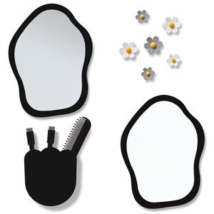 KEYDUACU 12 pcs Girls Locker Accessories, Locker Decorations Including Mirrors, whiteboards, Magnets and organizing Supplies. Ideal for Back-to-School Essentials and The Office (12 pcs-Black)
