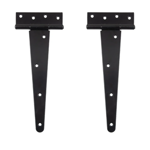 HLMOptimo Heavy Duty T Hinge Tee Hinge T Strap Hinge Shed Hinge Gate Hinge Barn Hinge Fence Hinge Door Hinge Wrought Rustproof All Size Black (2 pcs, 10 inch)