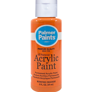 Palmer Paints™ PREMIUM QUALITY SINCE 1932 All Purpose Acrylic Paint Pintura Acrilica Permanente Permanent Acrylic Paint Peinture Acrylique Permanent BONFIRE ORANGE 2 FL. OZ. (59 mL)