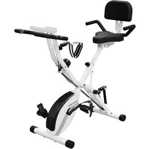 BARWING Stationary Exercise Bike for Home Workout, 5 IN 1 Foldable Indoor Cycling Bike for Seniors, 350LB Capacity, 16-Level Magnetic Resistance, Seat Backrest Adjustments (X2-White)