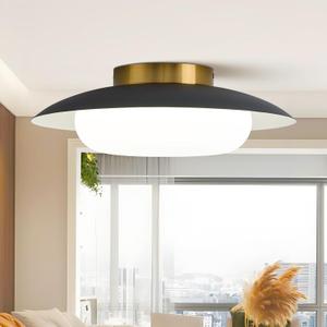 15.7 in Mid Century Modern Led Large Ceiling Light Fixture,36W Bright Matte White Gold Mcm Semi Flush Mount Hallway Light Fixtures Close to Ceiling Lamp for Kitchen Master Bedroom(Cool White 5000K)
