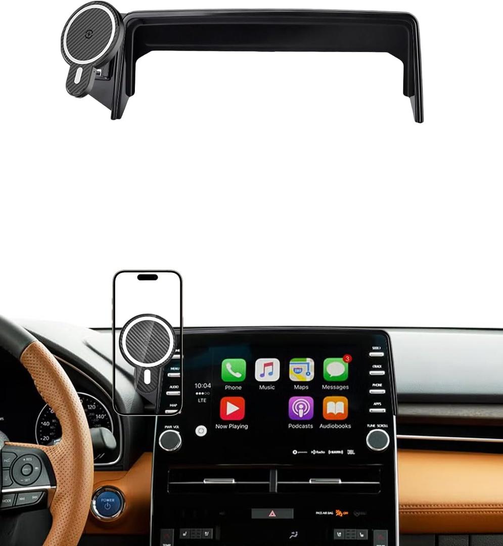 PZK Car Phone Holder for Toyota Avalon/Hybrid 2019-2022 9-Inch Screen | Strong Magnetic 15W Fast Wireless Charger Car Phone Mount with Magsafe Fixed Clip 360 Rotation Not Affect Vent Hands-Free