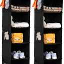 2 Pack Hanging Closet Organizer, 5 Shelves Hanging Storage with 6 Side Pockets for Clothes Shoes, 43"x12"x12"(Black)