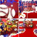 Baseball Birthday Party Decorations, Baseball Balloons Party Supplies, Including 40 Navy Blue Balloons, Theme Background, Tablecloth, Happy Birthday Banner, Cupcake/Cake Toppers