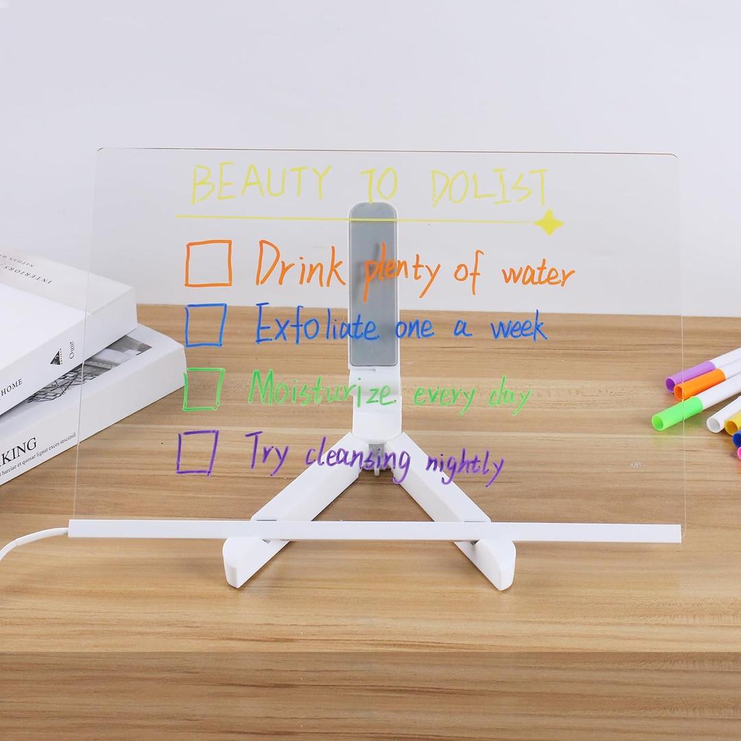 Lumi Board Led Drawing Tablet LED Board with Colors Acrylic Dry Erase Board with Adjustable Stand Led Notes Board with 7 Markers Halloween Decor Gift (30 cm x 20 cm (11.81" x 7.87"))