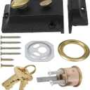 Double Safety Munition Door Lock Vintage Spring Bolt Lock for Home Security Easy Install Antique Door Replacement with Polished Surface Suitable for Various Door Types 4.68X2.48X1.53In