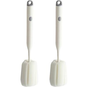 Bottle Soft Brush -2Pcs Sponge Bottle Brush Soft and Easy to Clean, Baby Bottle Sponge Brush Can Effectively Remove The Stain Residue On The Bottom of The Cup (White)