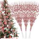 Palonu 32 Pcs Rose Gold Artificial Glitter Berry Stems 17 Inch Fake Berry Branch Picks Decorative Glitter Sticks Christmas Tree Ornaments for DIY Xmas Wreath Crafts Gifts Holiday Home Dcor