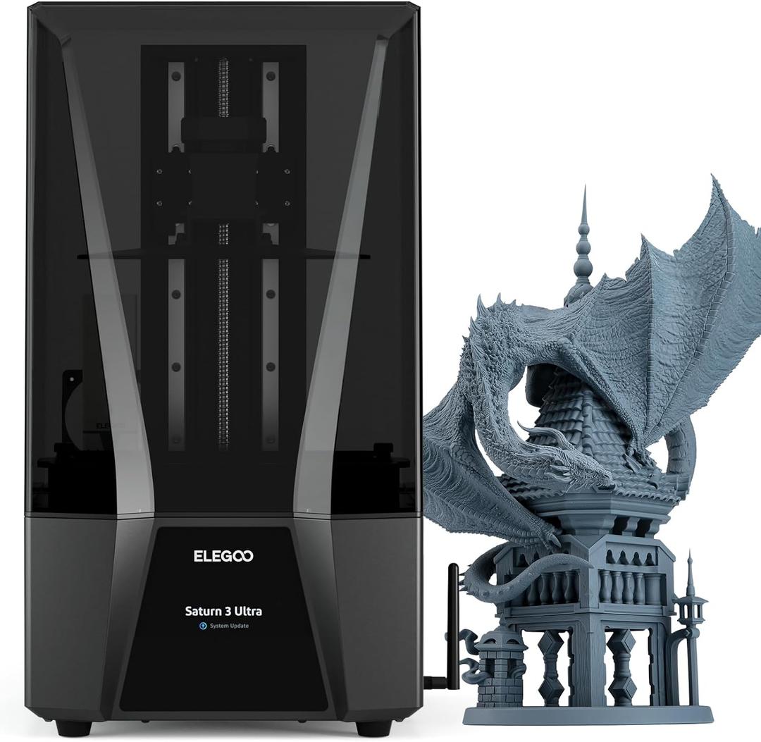 ELEGOO Saturn 3 Ultra MSLA 3D Printer with 10" 12K Monochrome LCD, Wi-Fi Transfer, ACF Release Liner Film, Desktop Resin 3D Printer with Large Printing Size of 8.62 4.84 10.24 inches
