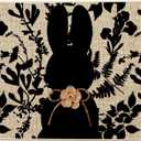 Artoid Mode Black Rabbit Bunny Leaves Easter Doormat, Home Decor Low-Profile Switch Rug Door Mat Floor Mat for Indoor Outdoor 17x29 Inch