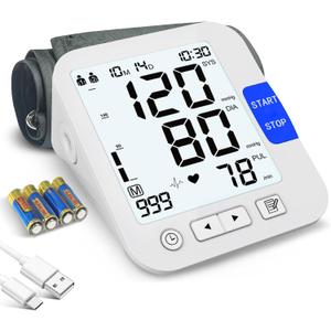 Large Screen Blood Pressure Monitor, Blood Pressure Machine Dual User for Home Use, XL 9"-17" Cuff BP Machine, Dual Power, Upper Arm BP Cuff Kit with 6 inch Backlight LCD & HR Detection