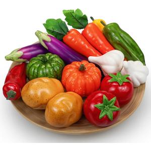 15 Pcs Artificial Vegetables, Fake Vegetables Decorative Vegetables Realistic Vegetables for Kitchen Décor, Display Vegetables Props Fake Potatoes Pumpkin Carrot Tomato Peppers