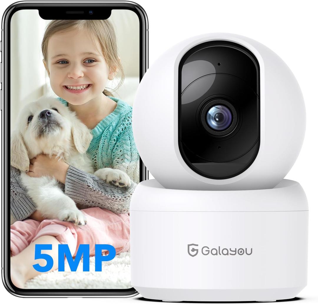 GALAYOU 5MP Security Camera Indoor-360 Degree 2.4G WiFi Cameras for Home Security for Baby/Nanny/Dog/Pet Camera with Auto Tracking, 2 Way Audio, 24/7 SD Card Storage, Works with Alexa/Google Home G2 (3K 1Pack)