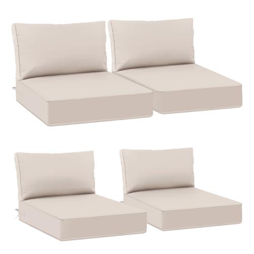 AAAAAcessories Outdoor Deep Seat Cushions, Waterproof, Fade-Resistant Patio Furniture Replacement Cushions, 25.5" x 25.5" x 5" + 25.5" x 13.5", Set of 4, Khaki Beige