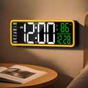 9 Inch Digital Alarm Clock Wall Clock with Night Light, Dual Alarm, Snooze & Dimming Brightness, Temperature, 12/24H, DST, Timer, Plug-in Powered with Battery Backup (Black)