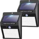 2 Pack Outdoor Solar Motion Lights - 3 Modes/100LED Wireless, IP65 Waterproof Solar Security Lights with Motion Sensor for Front Door, Backyard, Garage, Deck (Cool White)