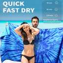 2 Pack Lightweight Thin Beach Towel Oversized 71"x32" Big Extra Large Microfiber Sand Free Towels for Adult Quick Dry Travel Camping Beach Accessories Vacation Essential Gift Blue Tie Dye Turtle