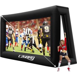30FT Inflatable Projector Movie Screen for Outdoor, One-Piece Design Front/Rear Projection Mega Theater Outdoor Portable Blow Up Projector Screen with Air Blower for Family Movie Nights