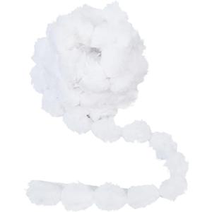 GORGECRAFT 5m*30mm Fuzzy Pom Pom Wired Trim Ribbon Lace White Christmas Faux Fur Pompom Ball Ball Plush Ball DIY Craft Sewing Trim Boho Ribbons for Curtains Home Wedding Party Decoration