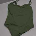 SUUKSESS Women Sexy Scoop Neck Thong Bodysuit Backless Cami Bodysuit Top (Small, Army Green)
