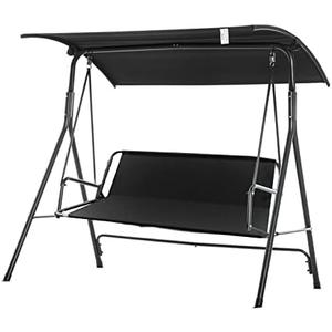 Outdoor Swing Seat Cover Replacement,600D Thickened Oxford Waterproof Sunscreen Porch Swing Cushions for Patio Furniture Garden Bench,Black,57.7X 19.5 x 19.5 in