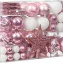 XmasExp 99-Pack Christmas Ball Ornaments Assorted Shatterproof Christmas Tree Decorations with Hand-held Gift Package for Xmas Tree,Home,Party(Baby Pink)