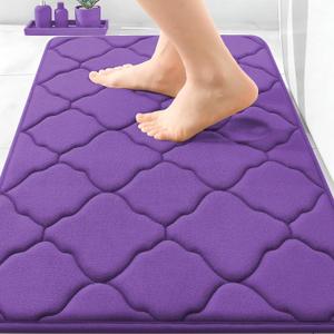OLANLY Memory Foam Bath Mat Rug 30x20, Ultra Soft and Absorbent Bathroom Rugs, Non-Slip, Comfortable, Machine Washable Bath Carpet for Bathroom Floor, Tub, Shower and Home Decor Accessories, Purple