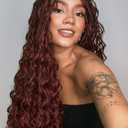 Goddess Bohemian Box Braids Crochet Hair 7 Packs 18 Inch Boho Crochet Braids for Black Women Pre Looped Braiding Hair with Curly Ends, Reddish Brown