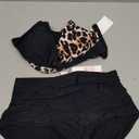 Amy Babe Women's High Waisted Bikini Sets Push Up Twist Front Spaghetti Straps Ruched Two Piece Swimsuit Bathing Suit Leopard Black, Size: Small