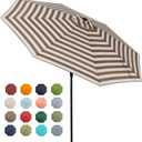 Tempera Patio Market Outdoor Table Umbrella with Push Button Tilt and Crank,Large Sun Umbrella with Sturdy Pole&Fade resistant canopy,Easy to set (9FT, Beige Taupe Stripe)