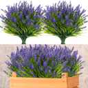 ZINHO 24 Bundles Artificial Flowers Outdoor, Faux Lavender Flowers with Grass UV Resistant Artificial Plants for Outdoor Outside Hanging Planter Window Box Garden Patio Front Porch Decor