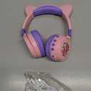 iClever Kids Bluetooth Headphones, Light Up Cat Ear,60H Playtime, USB C Fast Charging, Safe Volume 74/85dBA, Bluetooth 5.3,Toddler Headphones Wireless for iPad Tablets Travel,Meow Cookies-Peach Pink