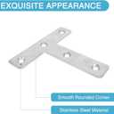 8PCS 3.23 x 3.23 T Post Corner Brace, Stainless Steel Flat Metal Bracket, Mending Plate for Wood with 40PCS Screws