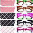 fadbon Oversized Square Reading Glasse for Women,Blue Light Blocking Oprah Style Large Frame Computer Readers Spring Hinge, +2,75