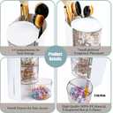 3-Tier Clear Hair Accessories Organizer with Hair Brushes Holder, Rotatable Drawer Makeup Sponge Holder Desktop Organizer Case for Makeup Brush Lipsticks Q-tip Cotton Swab Stationery (White)